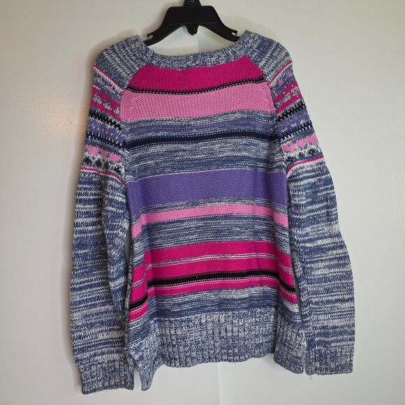Design History Cozy Multicolored, Patterned Crew Neck Sweater - Girl's Size 6X - Picture 2 of 8